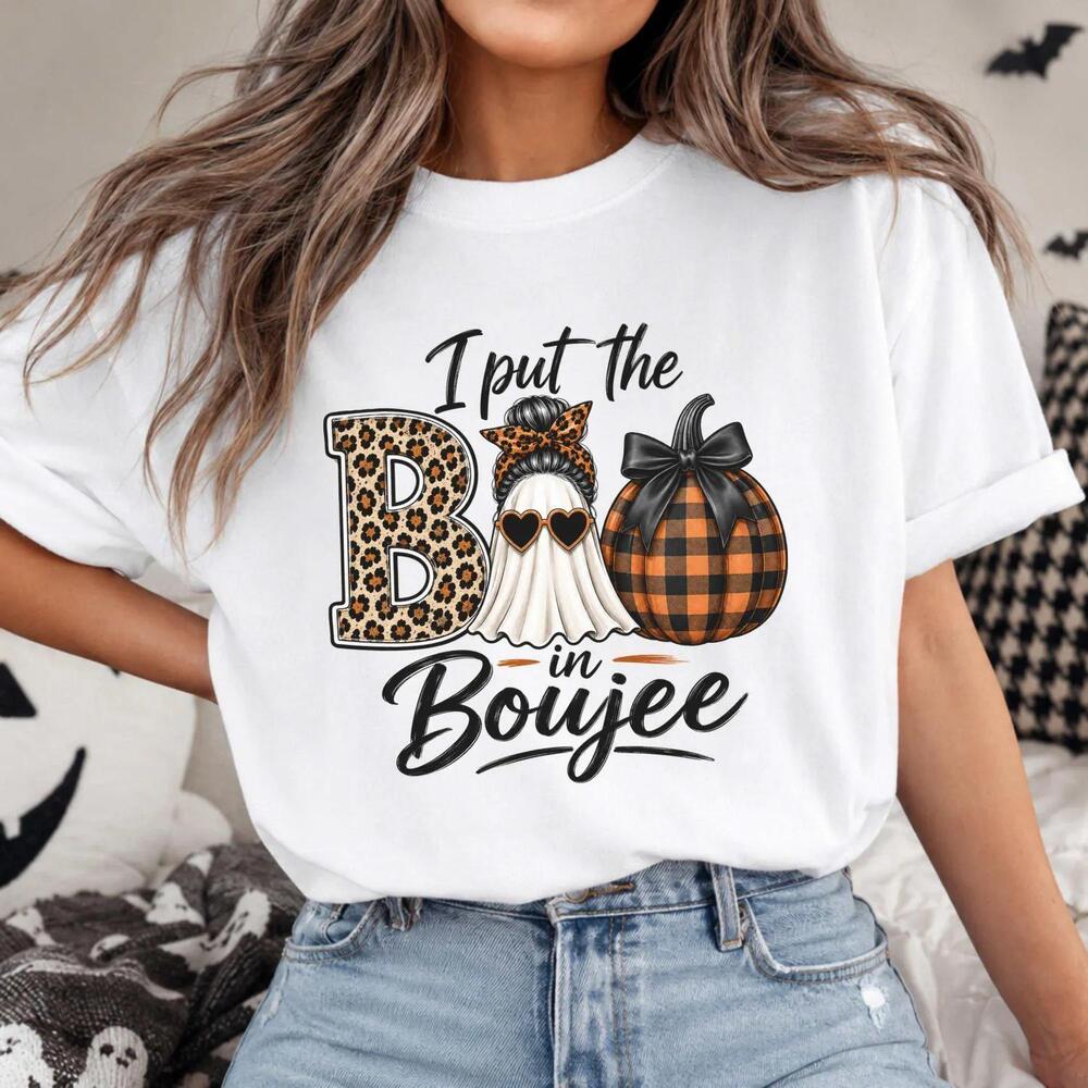 I Put The Boo In Boujee Shirt, Spooky Halloween Outfit, Fall Tshirt - Picture 1 of 4